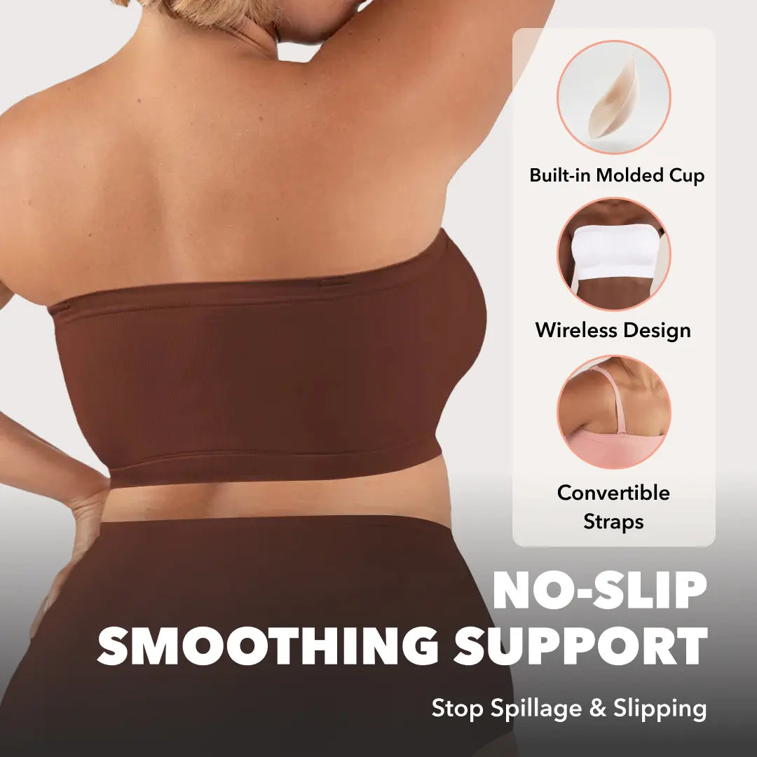Convertible Strapless Bandeau Bra with Wireless Comfort, Anti-Slip Grip & Removable Straps-5