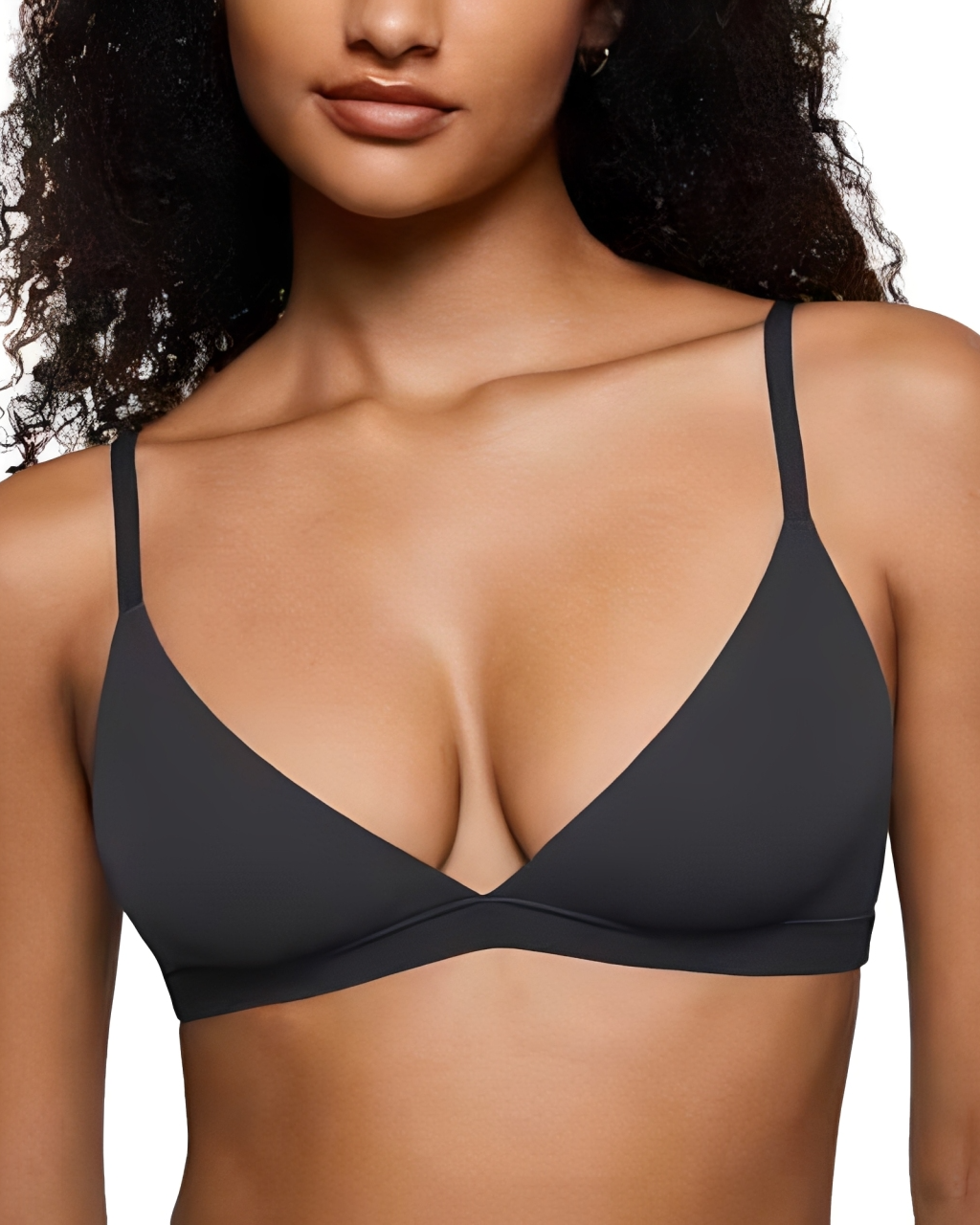 Curvy Friendly Seamless Deep V Triangle Bralette Bra-8