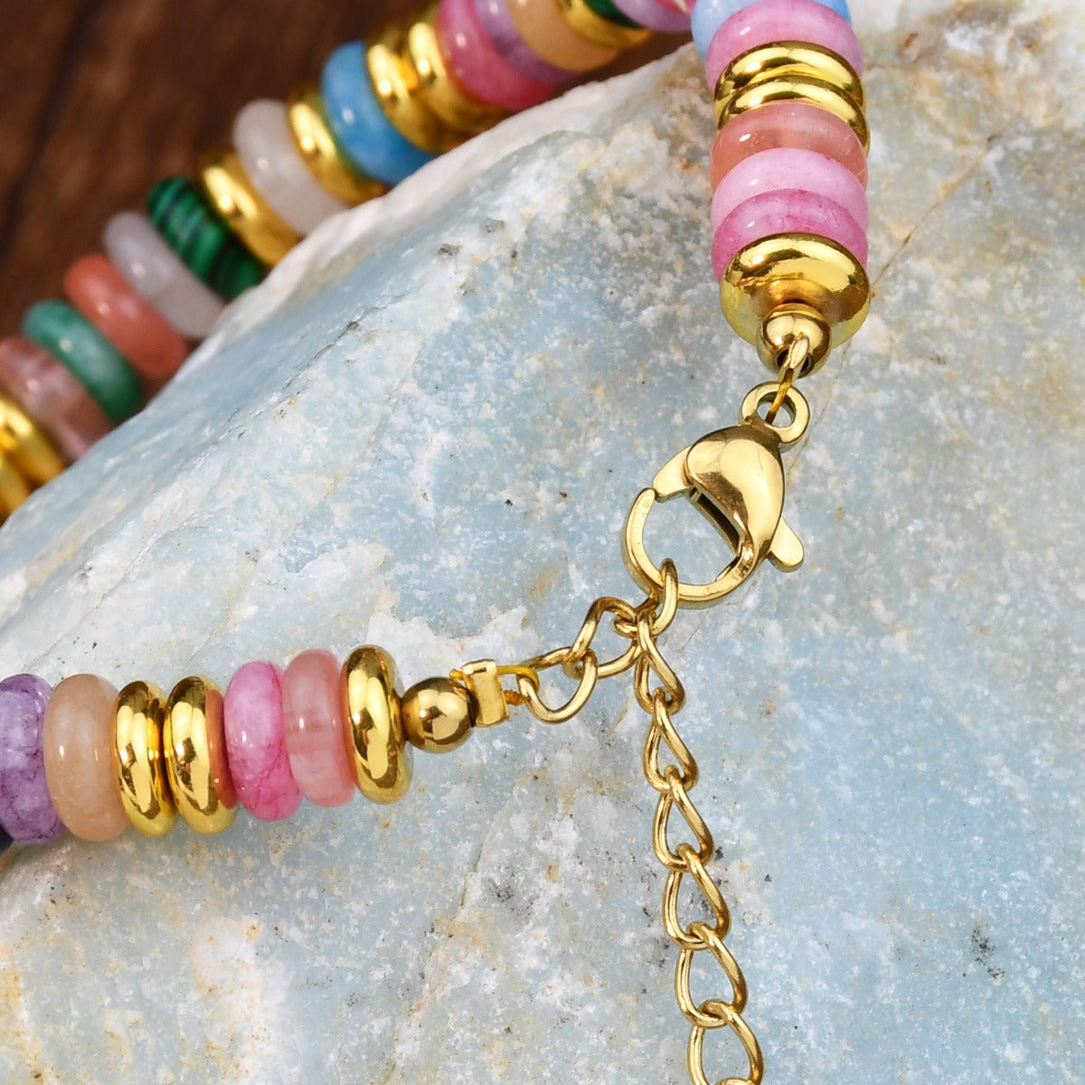 Ins style dopamine colored natural stone bead bracelet for women niche and high-end non fading crystal bracelet-5