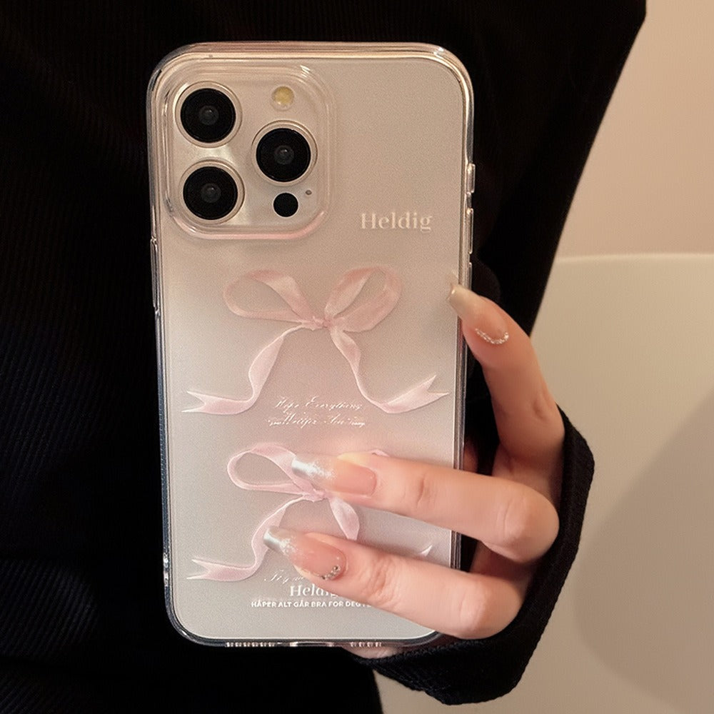 Sweet Pink Bow Apple 15 Phone Case 14 Transparent iPhone 13 Promax Silicone-1