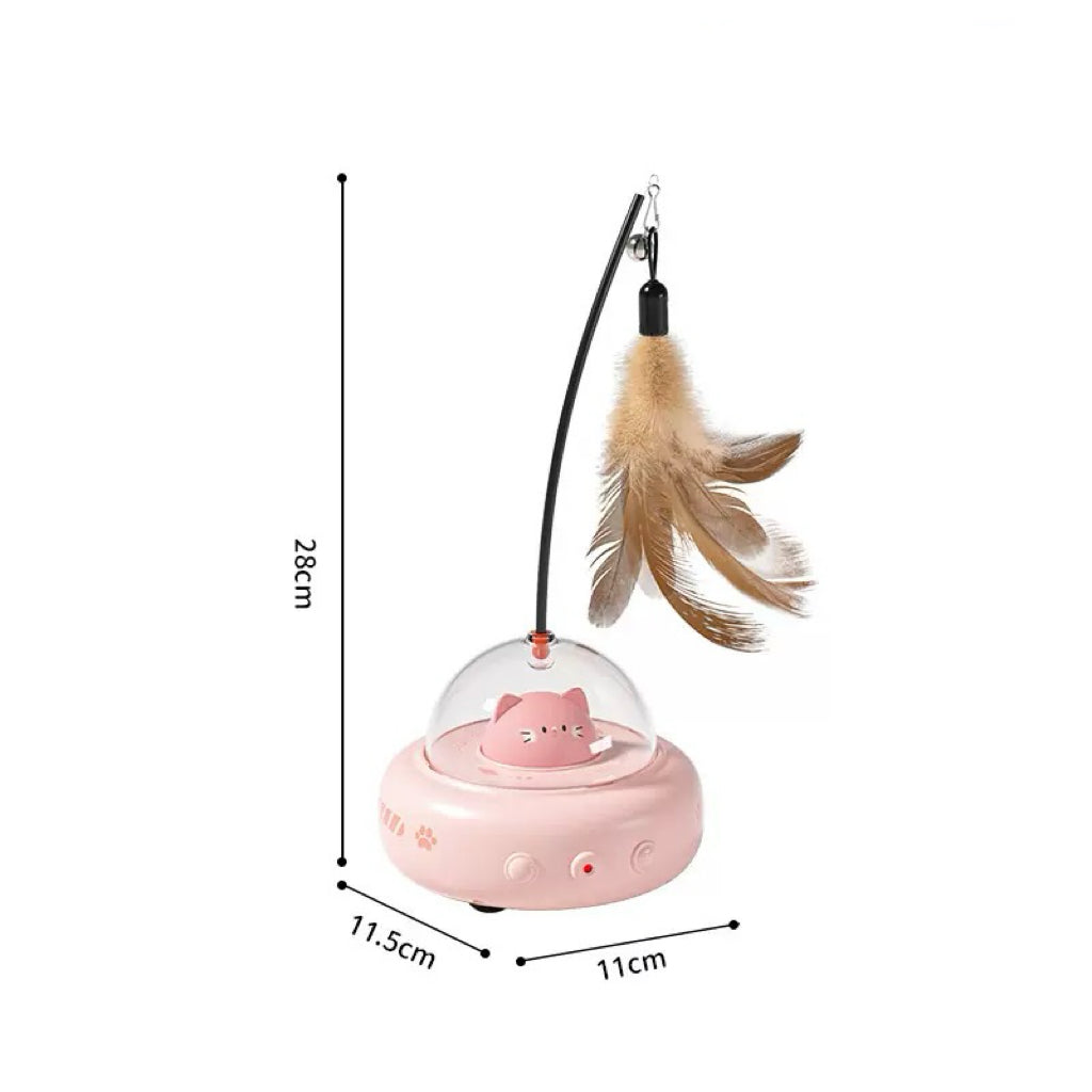 UFO 2-in-1 Laser Feather Cat Toy, Automatic Interactive Obstacle Avoidance Cat Toy USB Rechargeable-5