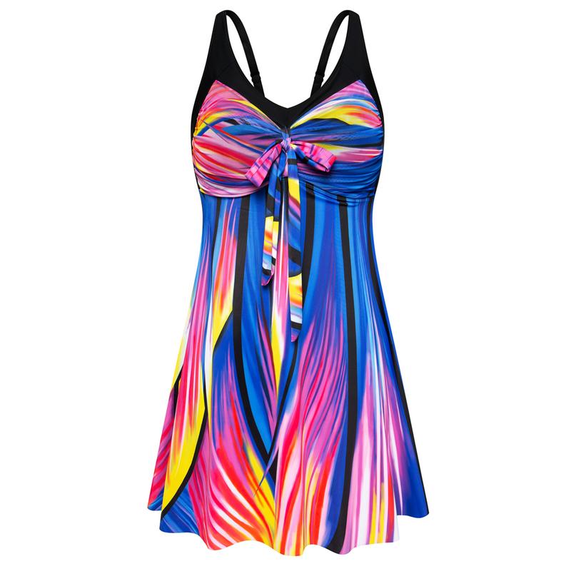 Women's Two Piece Swim Dress Plus Size Tummy Control Tankinis Swimdress Floral Printed Swimwear Swimsuits with Boyshort-15
