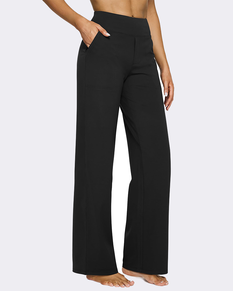 High-Waist Wide Leg Yoga Pants with Pockets-1