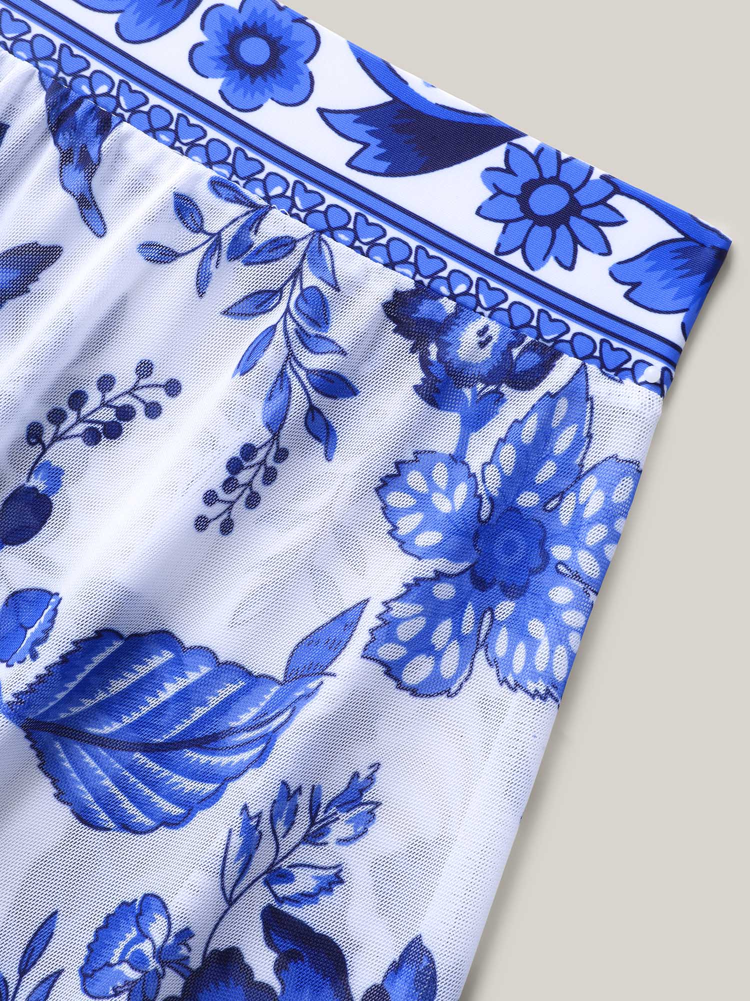 Two-Piece Floral Print Ruched Mesh Swimsuit-9