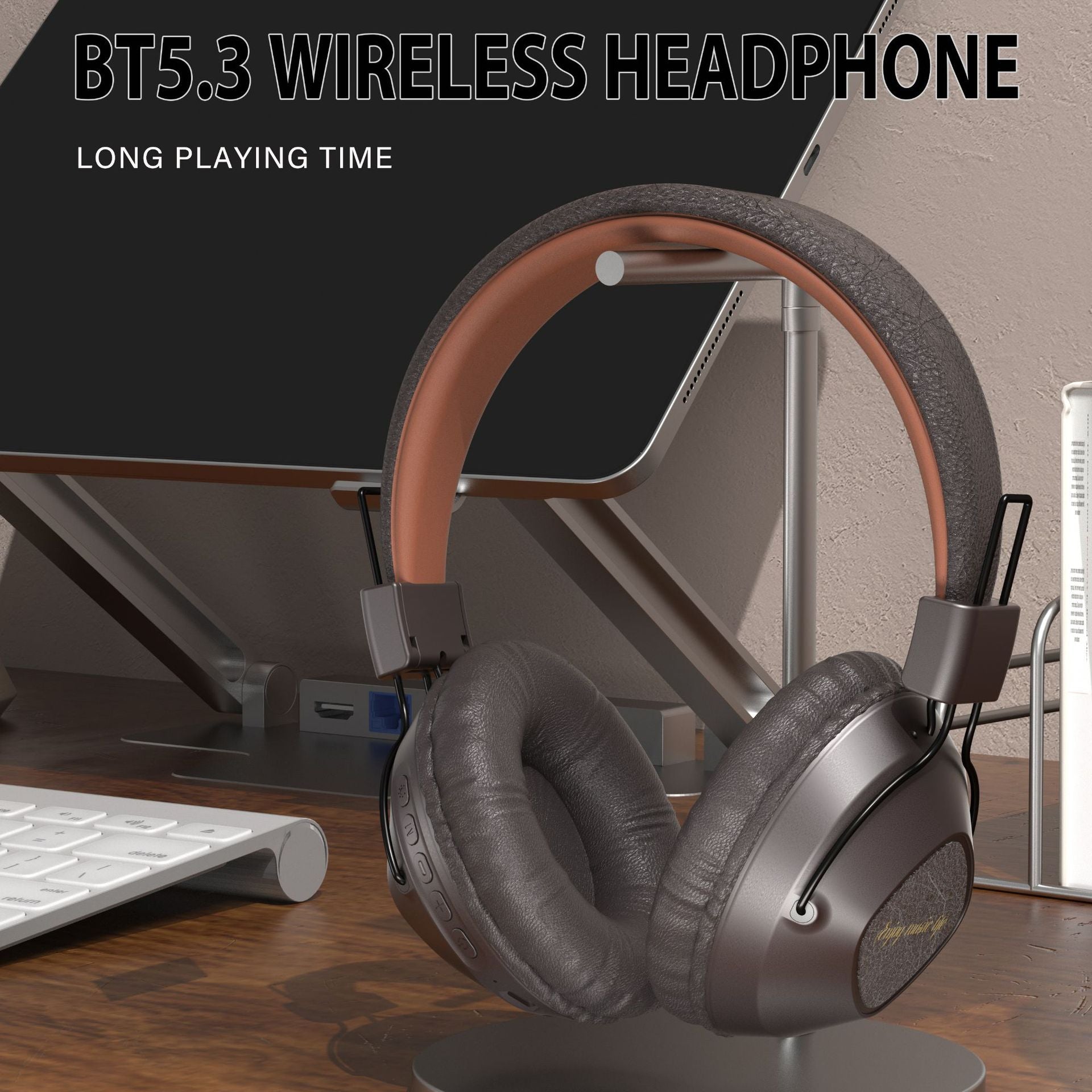 AKZ-17 American retro internet celebrity wireless head mounted Bluetooth earphones with battery display-2