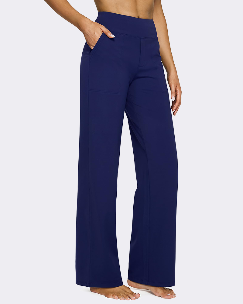 High-Waist Wide Leg Yoga Pants with Pockets-10