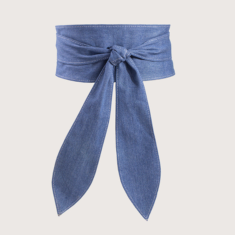 Women's Wide Waist Belt, Soft, Versatile, Elegant Bow Ribbon-11