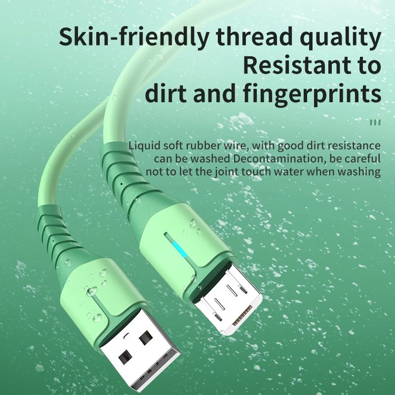 Liquid data cable with light, suitable for Apple Android TypeC fast charging cable, USB phone silicone charging cable-2