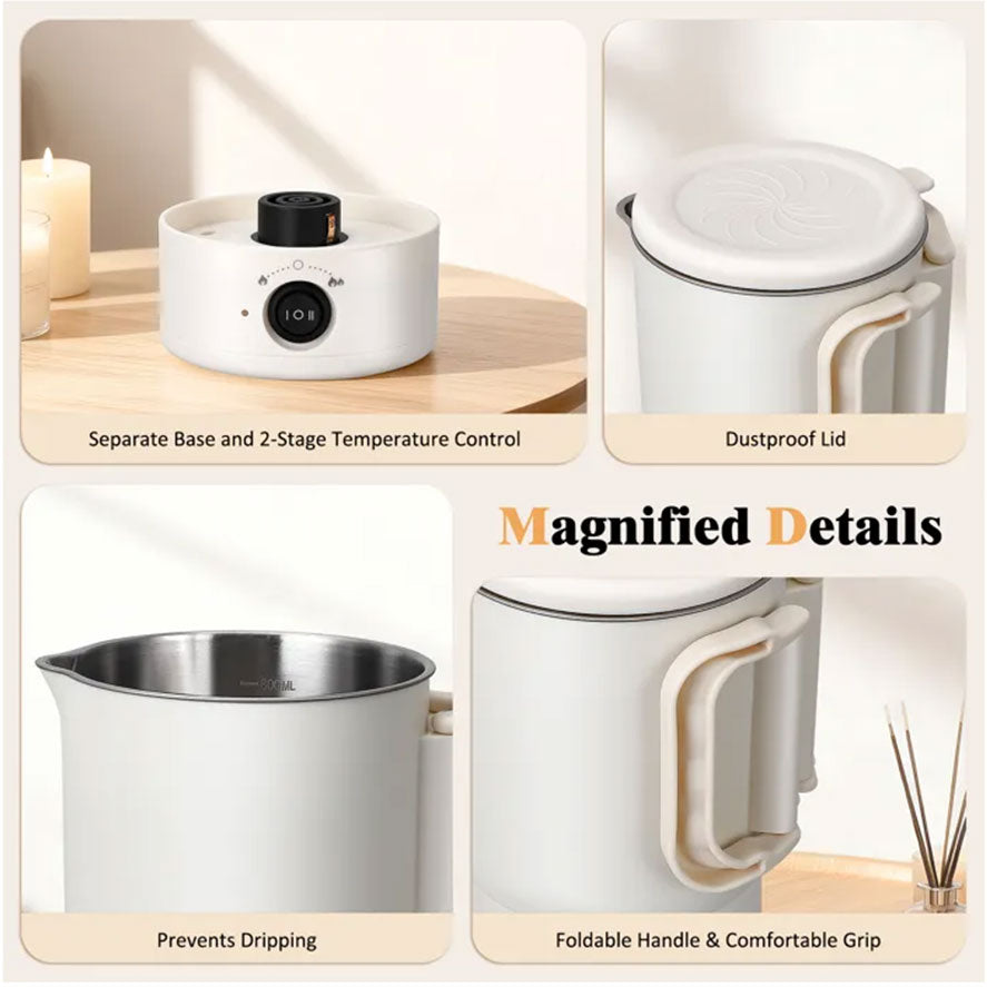 A47U 800ml Electric Wax Kettle, Candle Making Pouring Pot with Thermometer, DIY Craft Tool Kit for Beginners, UK Plug-2