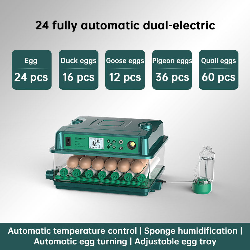 24/36 Egg Incubator Fully Automatic, Auto Turner & Temp Control, Dual Power 220V/12V Mini Poultry Hatcher for Chicken Duck-2