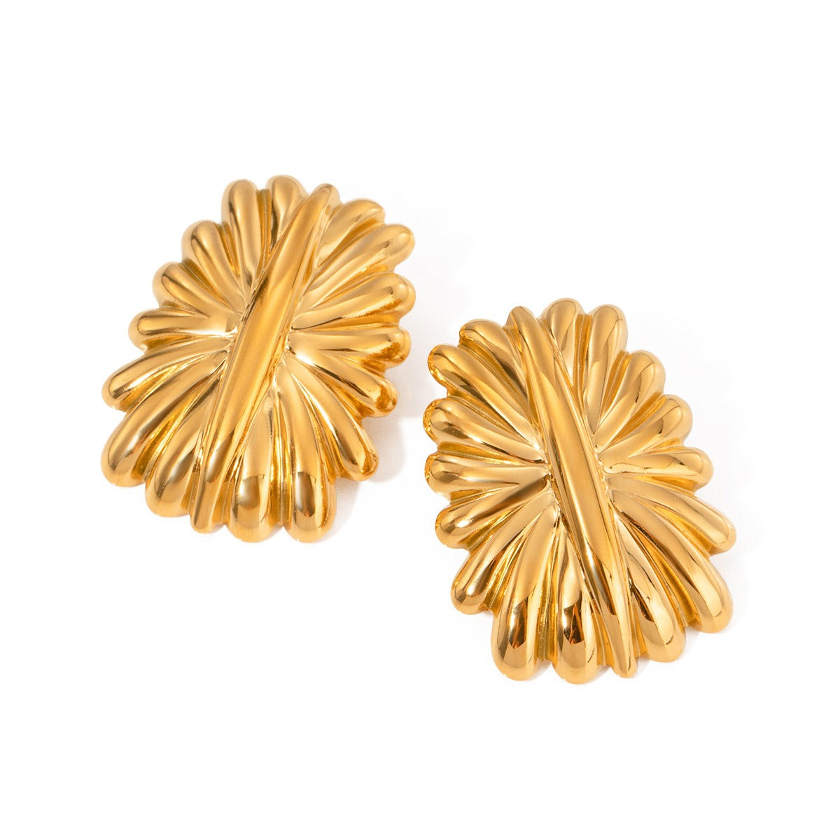 Stainless steel rectangular fireworks shaped earrings with fashionable and trendy design, personalized earrings and accessories-1