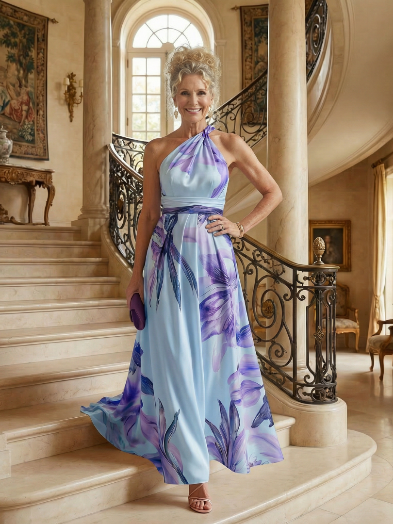 Amiel | Light Floral Maxi Dress-12