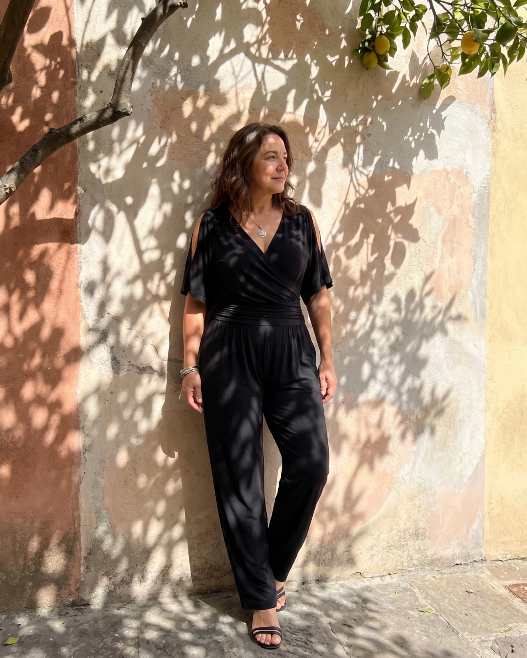 Nyxara | Cold Shoulder Wrap Waist Relaxed Jumpsuit-10
