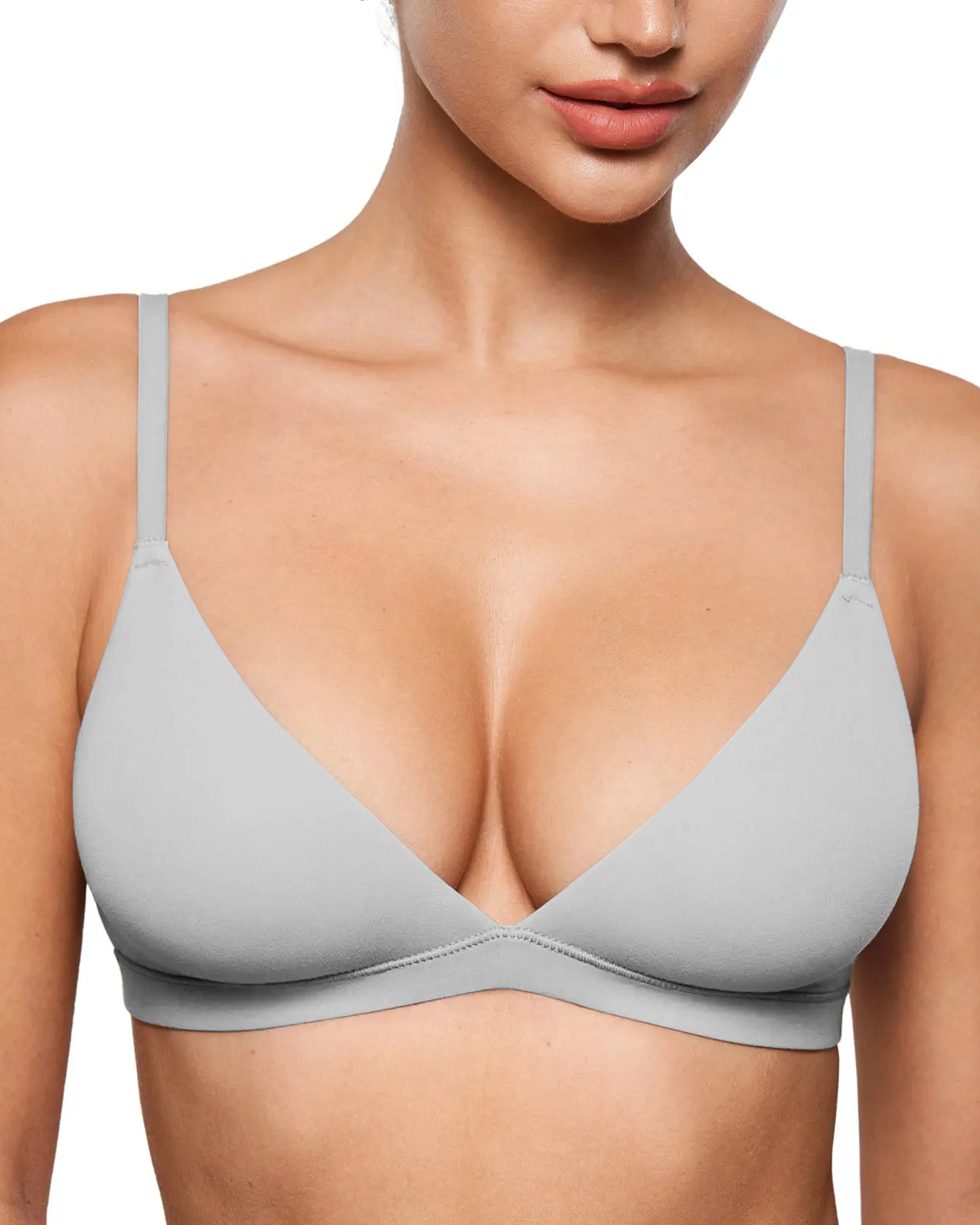 Curvy Friendly Seamless Deep V Triangle Bralette Bra-11