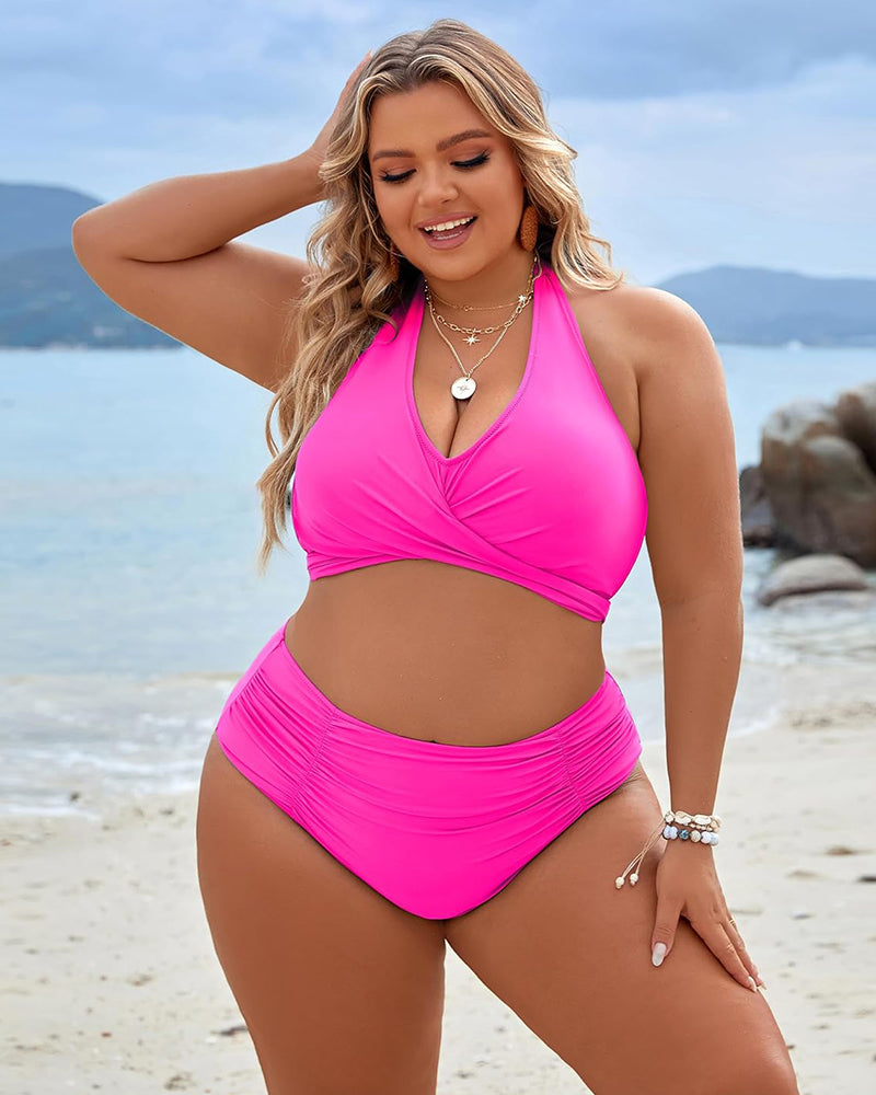 Tummy Control Bathing Suits Modest High Waisted Bikini Sets-18