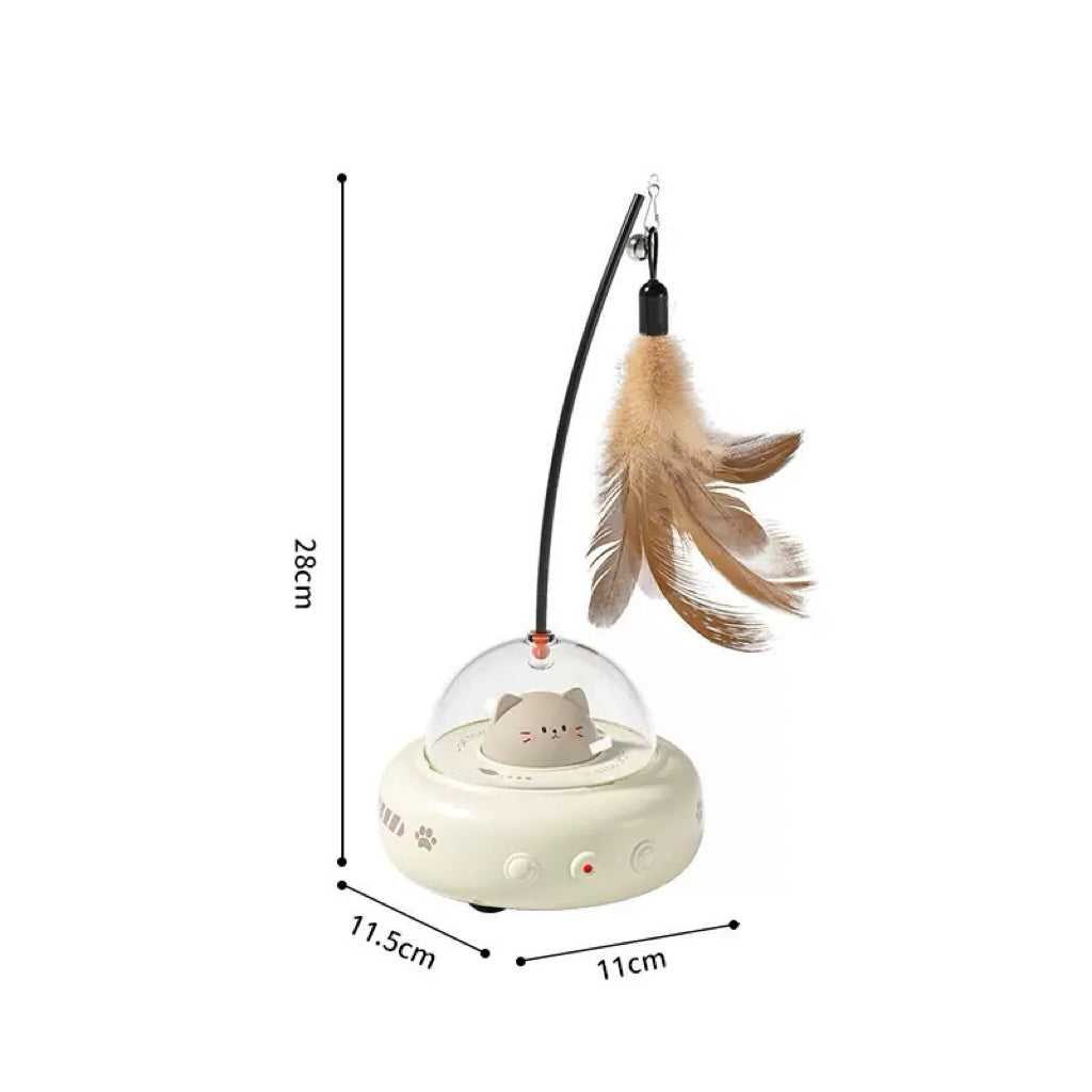 UFO 2-in-1 Laser Feather Cat Toy, Automatic Interactive Obstacle Avoidance Cat Toy USB Rechargeable-6