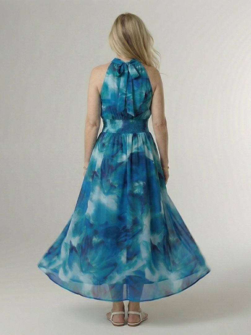 Sylin | Gathered Halter Midi Dress-8
