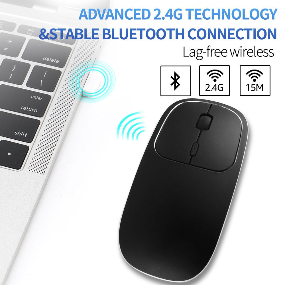 Aluminum alloy dual-mode wireless Bluetooth mouse rechargeable silent infinite computer accessories-4