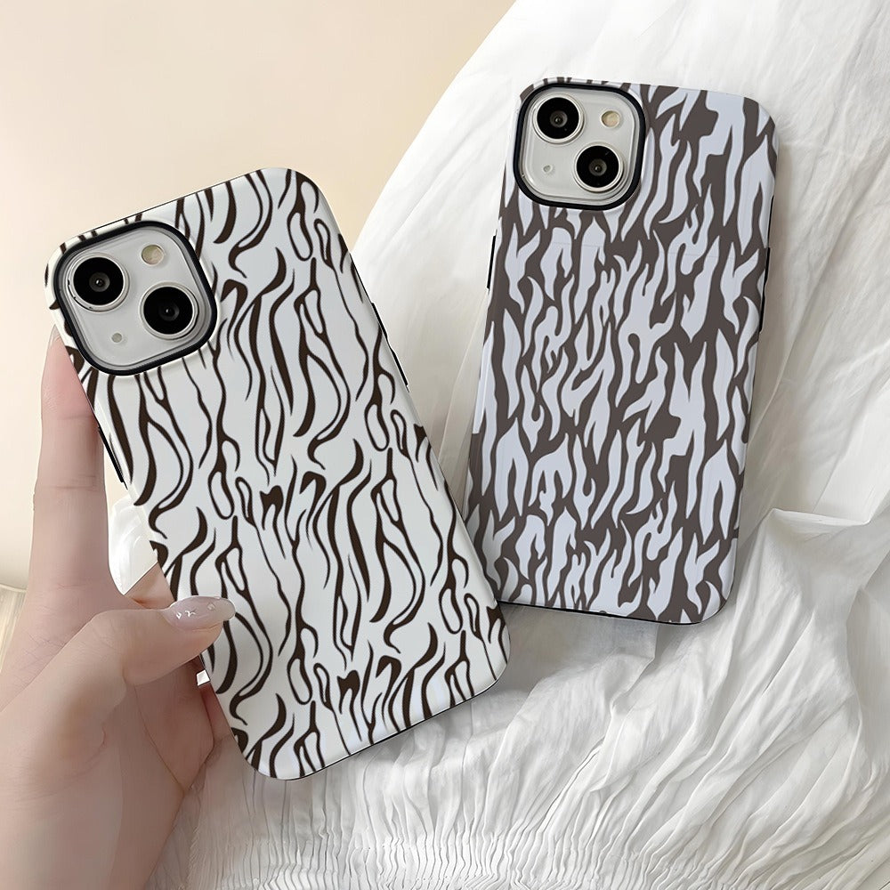 White leopard print 2-in-1 film case suitable for Apple 15promax phone case Apple 14pro fashion 16pro-3