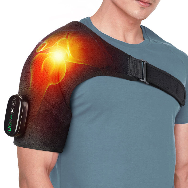 Massage Shoulder Support with Touchscreen Controller, Rechargeable Vibrating Heat Therapy Shoulder Massager Belt-7