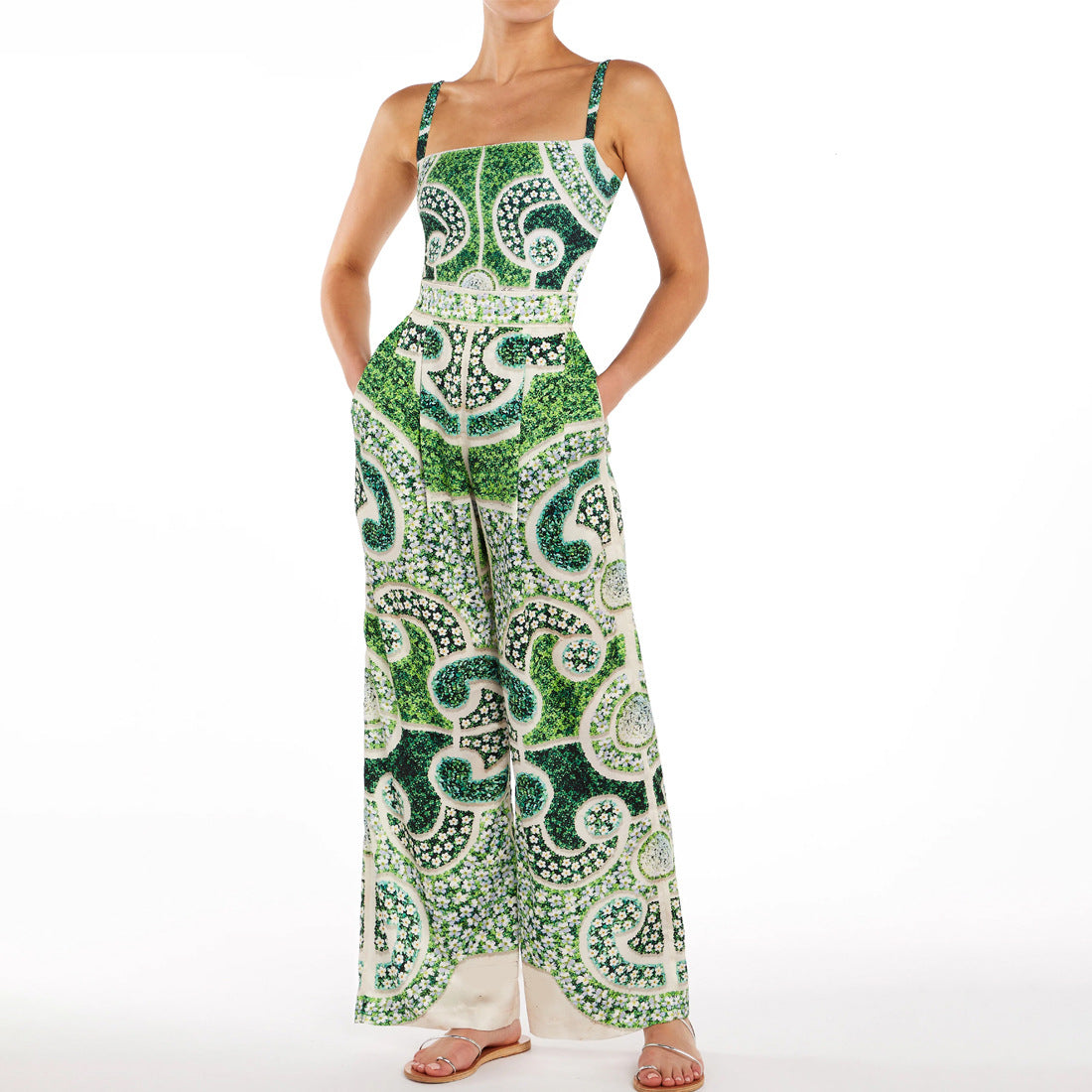 Printed Slim-Fitting One-Piece Swimsuit for Women with Skirt Design-1