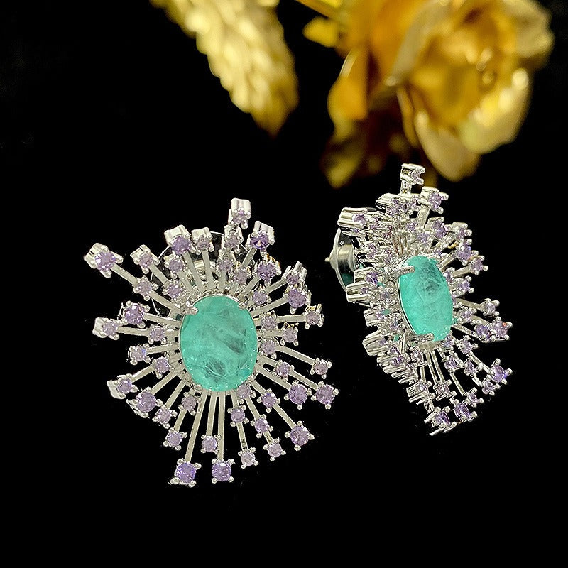 Fireworks Earrings Super Sparkling Hollow Fireworks Earrings Zircon Earrings-5