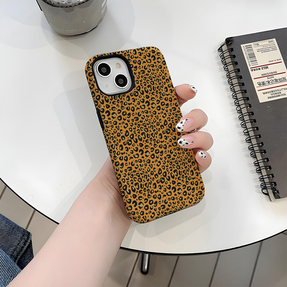 Sexy leopard print Apple 15 phone case IP16 anti drop protective case 2-in-1 film case Apple 13pro-2