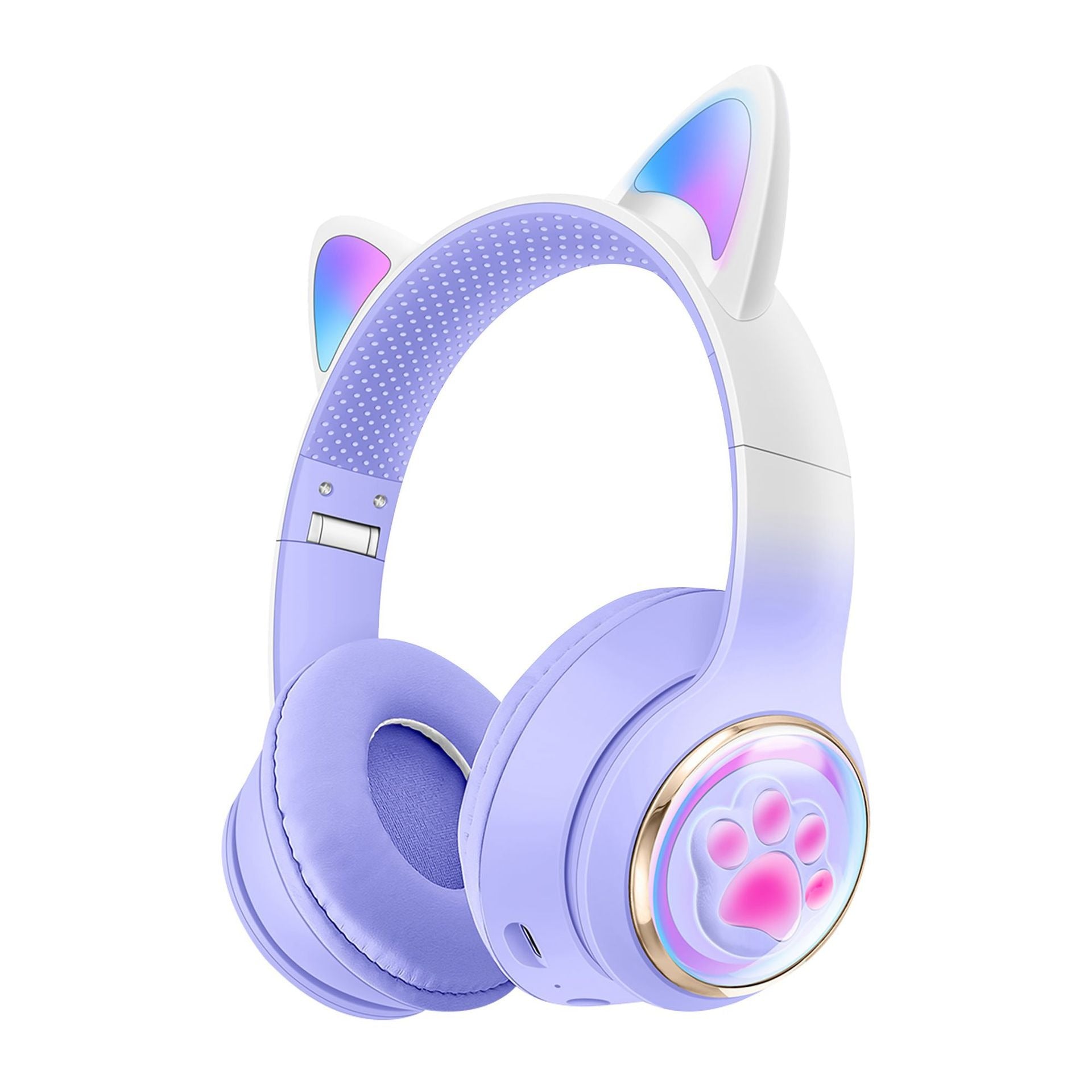 Luminous Cat Ears Cute Space Cabin Head Mounted Bluetooth Earphones Heavy Bass Gaming Wireless Earphones-2