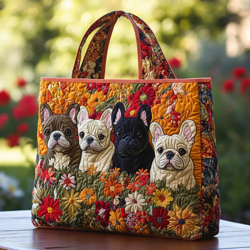 Frenchie Garden | Quilted Tote-1