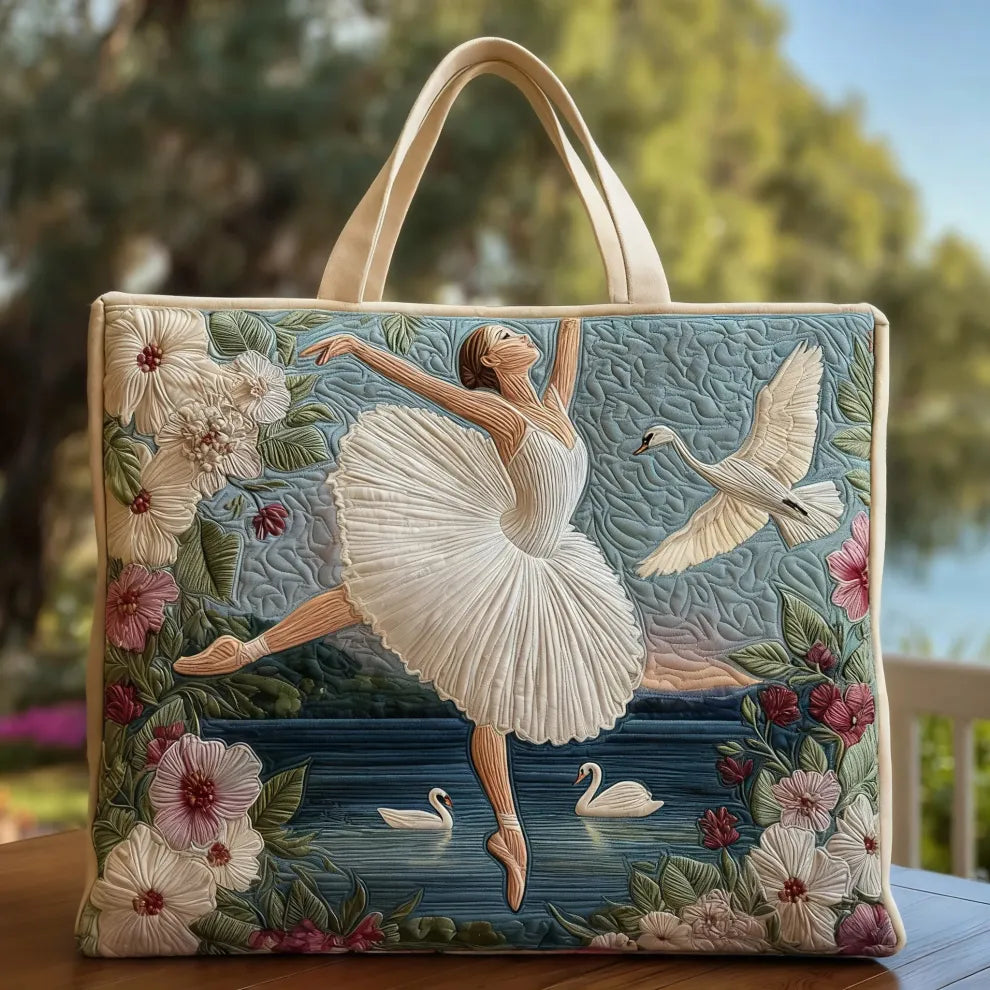 Swan Ballet Elegance | Quilted Tote-1