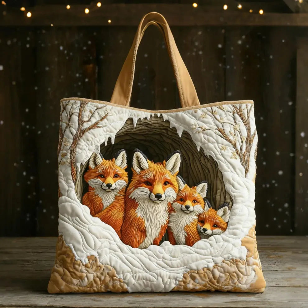 Cozy Fox Family | Quilted Tote-1
