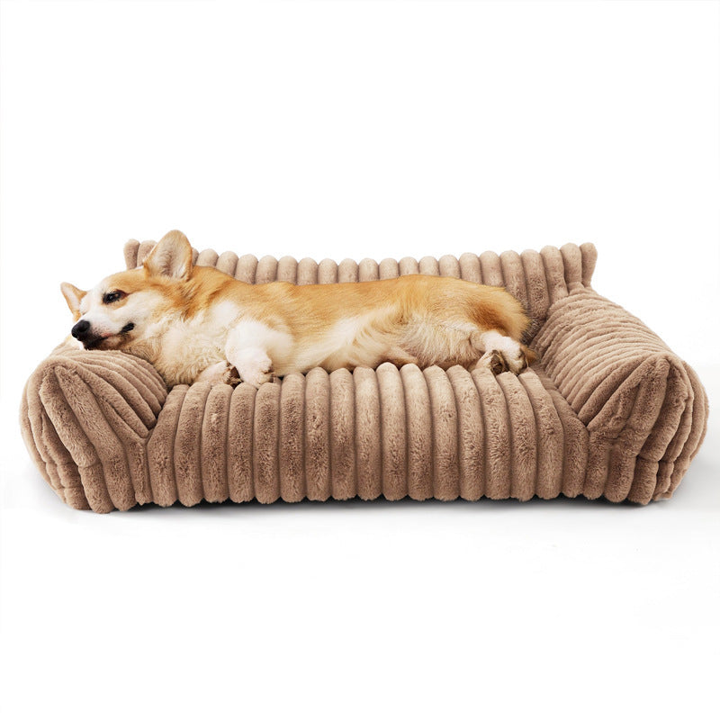 Pet Sofa with Removable Washable Cover, All-Season Pet Mattress with Rabbit Fur Plush Dog Bed-8