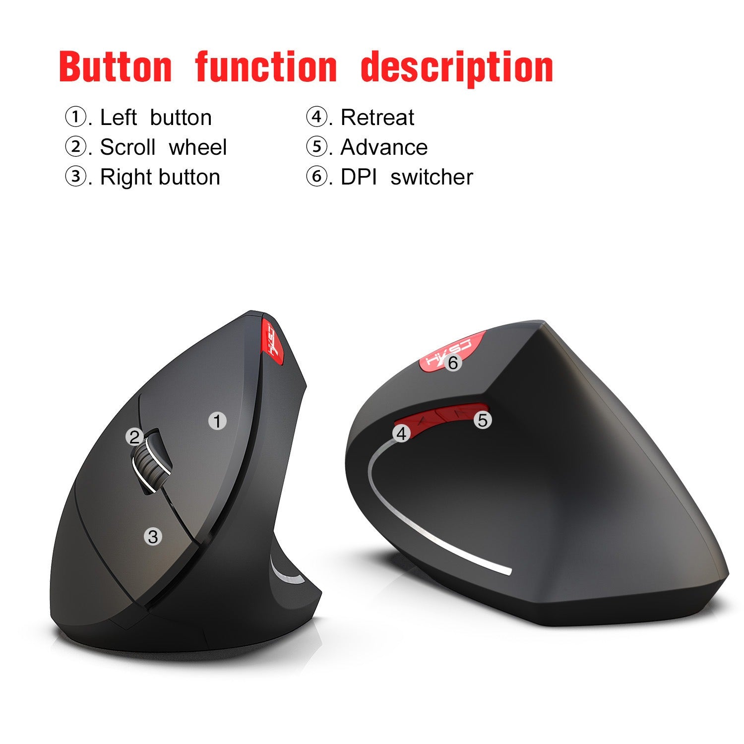 New Wireless Mouse 2.4G Vertical Health Mouse External Battery 6D Design Computer Office-6