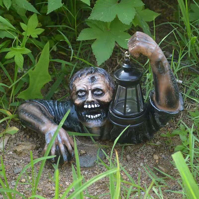 Halloween Zombie Crawl Horror Decor: Scary LED Lights, Zombie Clip Lantern, Outdoor Statue Light (1 Pc)-1