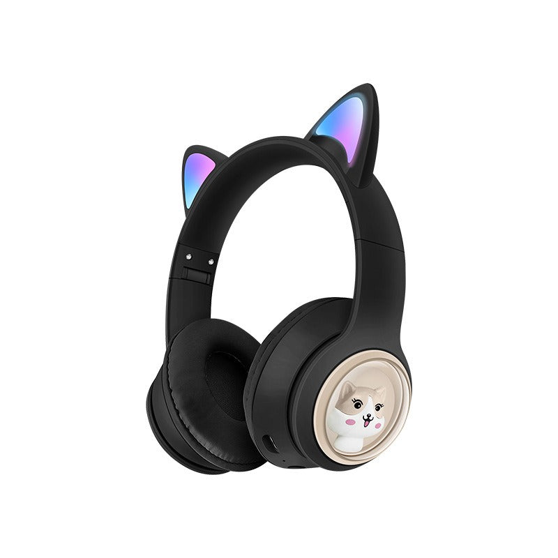 AKZ-07 Luminous Cat's ears (Steamed cat-ear shaped bread) Headworn Bluetooth Headset Subwoofer Video Game Wireless Headset-4
