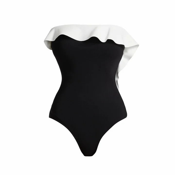 Black and White Swimwear Set for Women, Beach Vacation Outfit-6