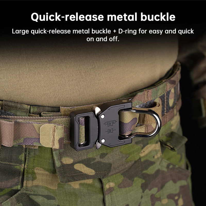 Tactical Two-Layer Battle Belt with Quick Detach Metal Buckle, MOLLE Hunting Combat Waist Belt for Airsoft Gear-6