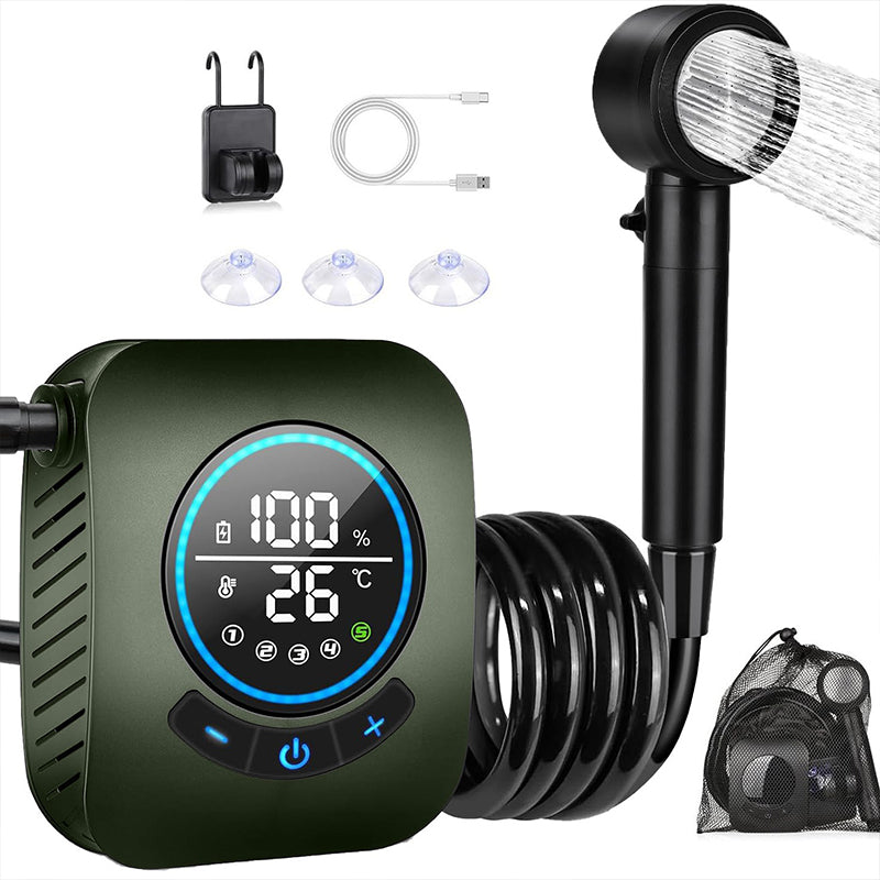 8000mAh Portable Camping Shower, IPX8 Waterproof Rechargeable Outdoor Shower Pump with Hose-1