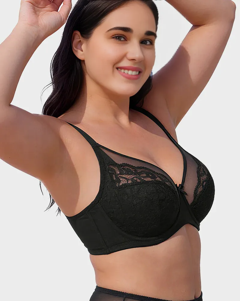 Floral Lace Minimizer Comfort Bra-2