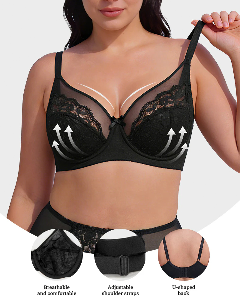 Floral Lace Minimizer Comfort Bra-4