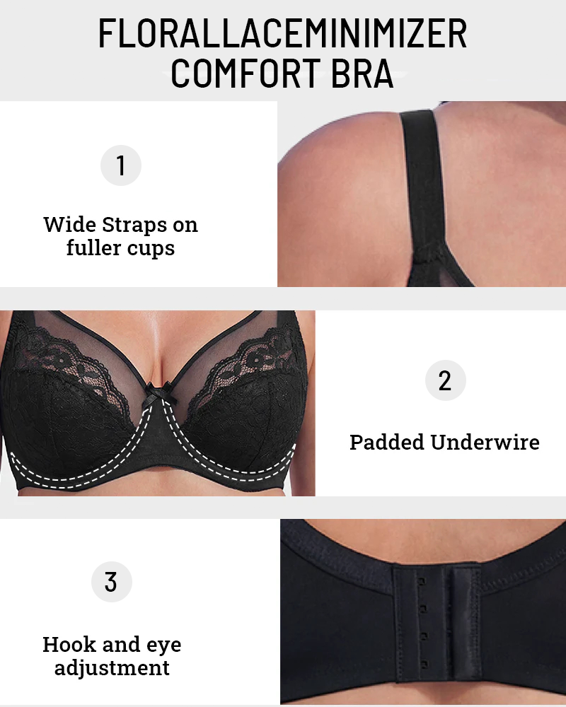 Floral Lace Minimizer Comfort Bra-5
