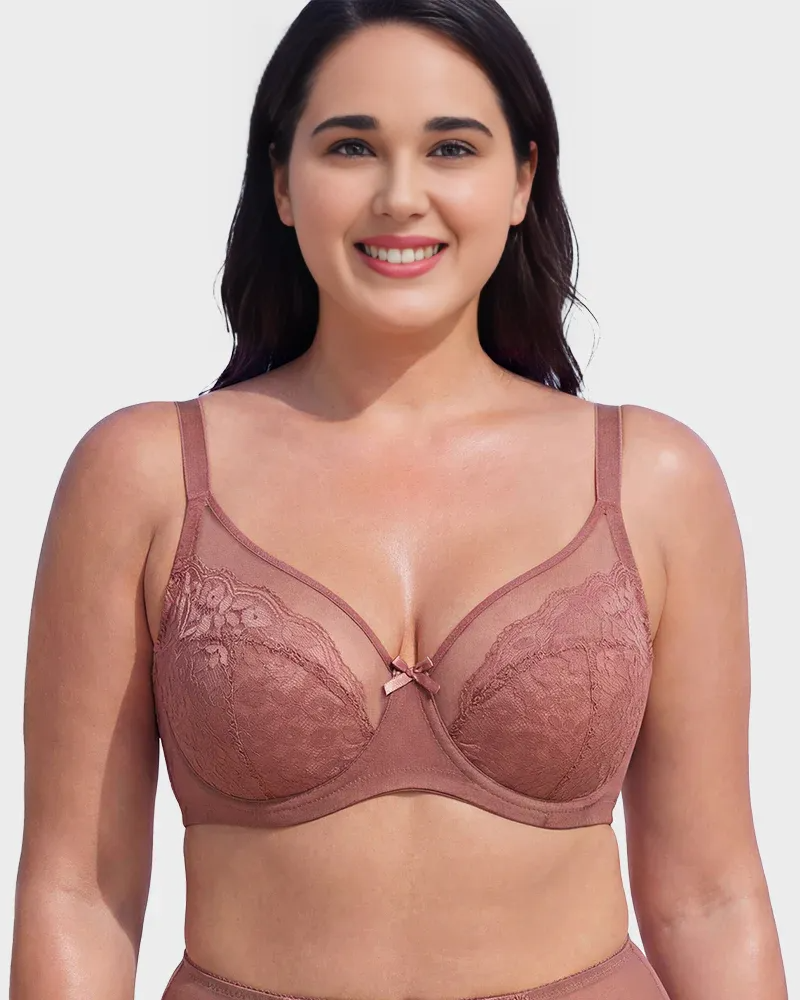 Floral Lace Minimizer Comfort Bra-6