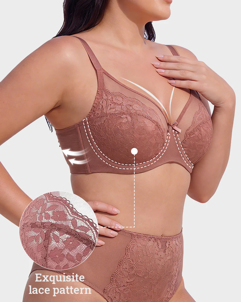 Floral Lace Minimizer Comfort Bra-8