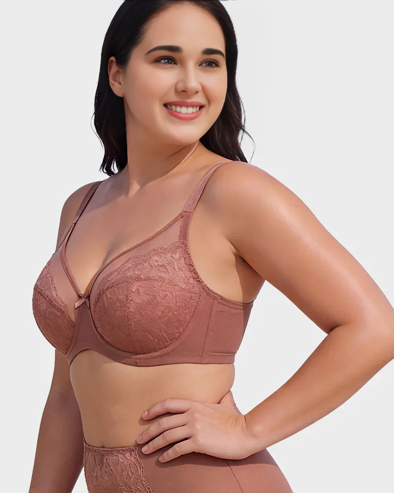 Floral Lace Minimizer Comfort Bra-7
