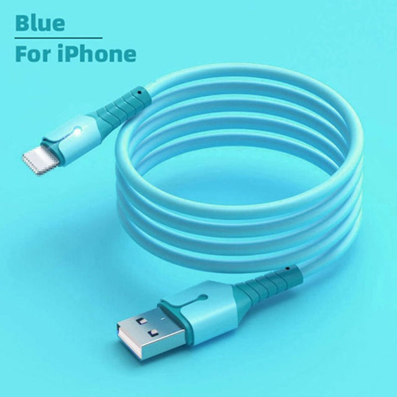 Liquid data cable with light, suitable for Apple Android TypeC fast charging cable, USB phone silicone charging cable-3