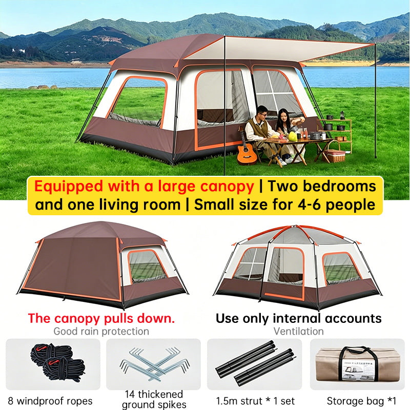 4-6 Person Family Camping Tent, Waterproof Portable Tent with Carry Bag for Car Camping-7