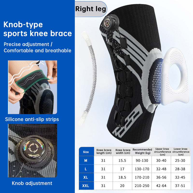 Adjustable Knob Knee Brace with Spring Support, Slim Shin Defender Basketball Knee Pads, Non-Slip Compression Sports Protector-1