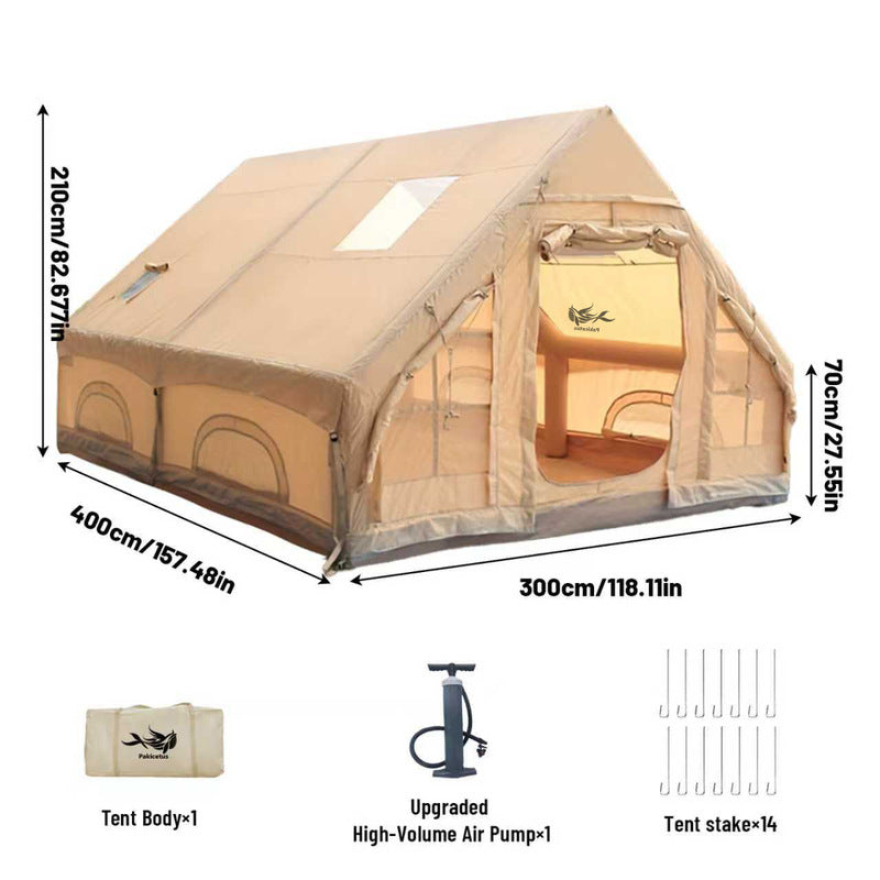 Large Inflatable Glamping Tent with Skylight, Breathable Mesh Air Tent for Summer Camping & Backpacking-1