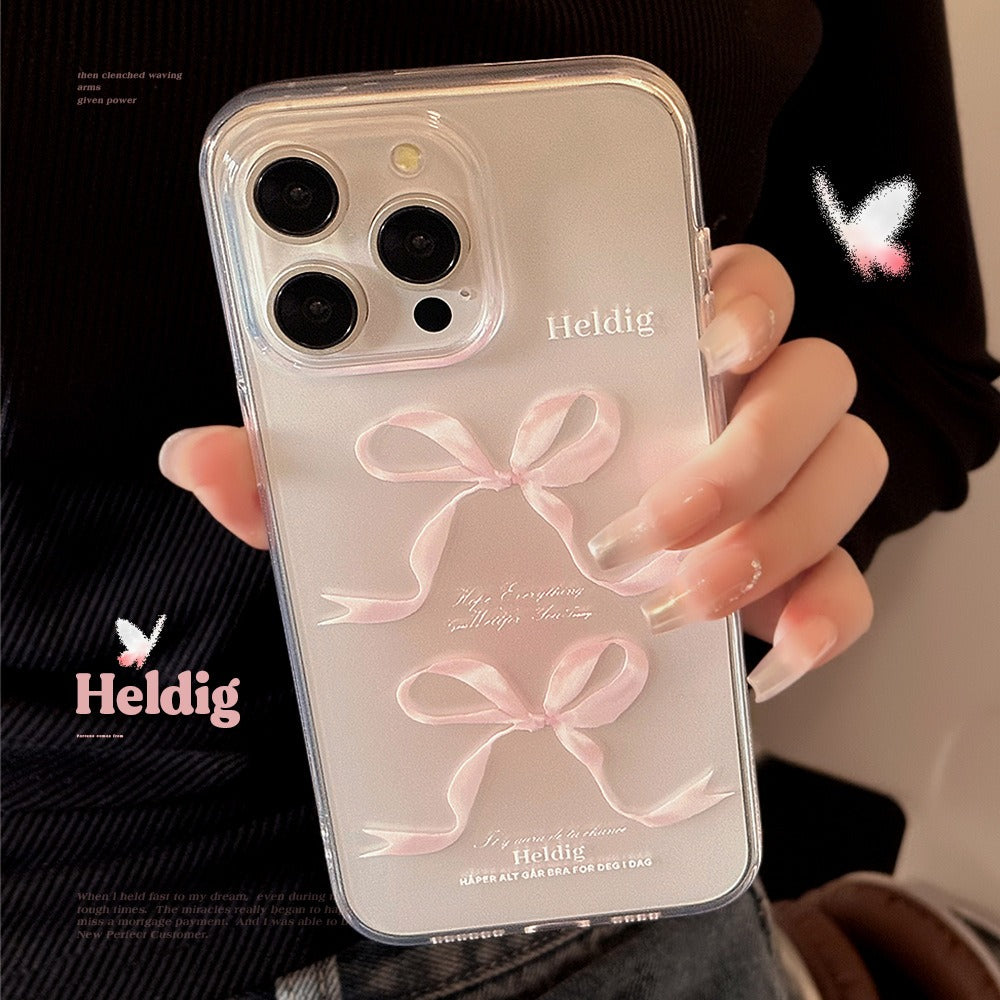 Sweet Pink Bow Apple 15 Phone Case 14 Transparent iPhone 13 Promax Silicone-4