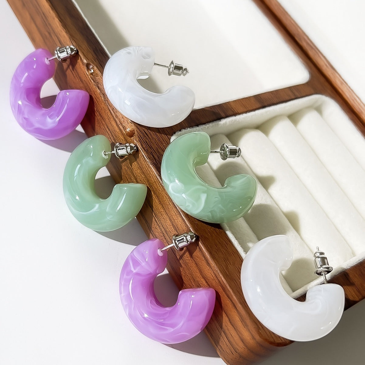 C-shaped acrylic candy mixed color personalized versatile women's earrings-10